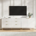 White Fluted TV Stand With Entertainment Center Storage