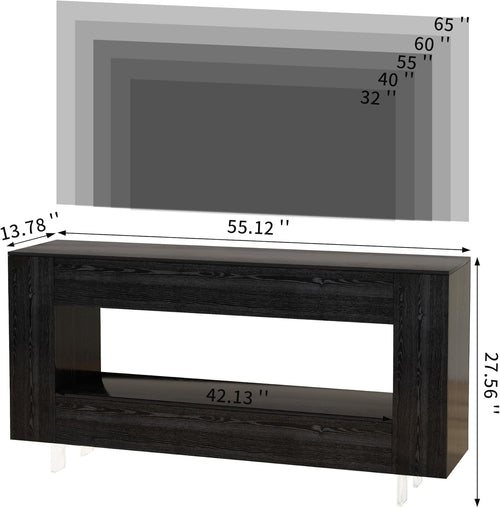 65-Inch TV Stand With Two-Drawer Black Storage Unit